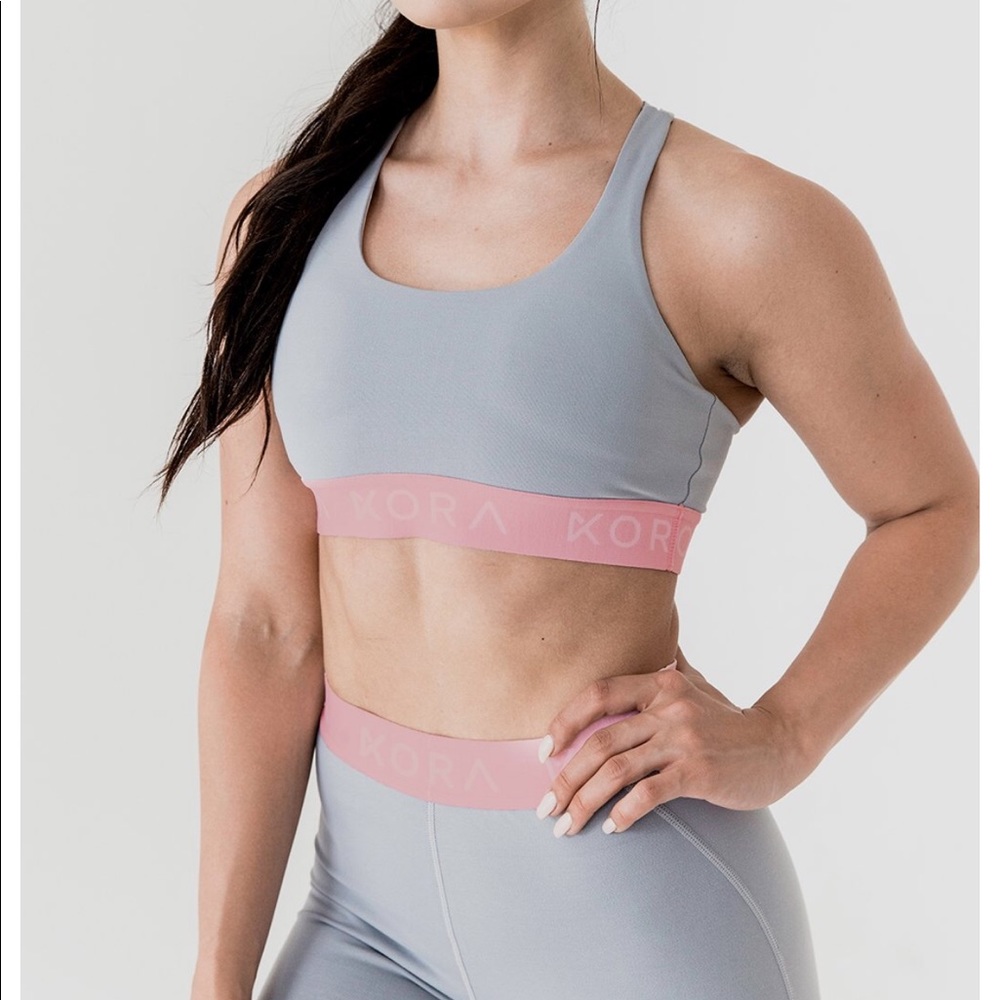 Grey/pink Kora sports bra